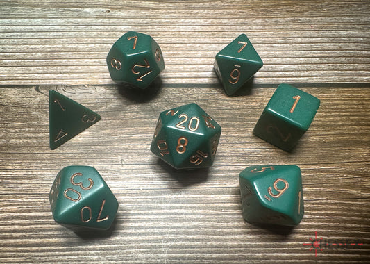 Chessex Dusty Green/copper Polyhedral 7-Die Set