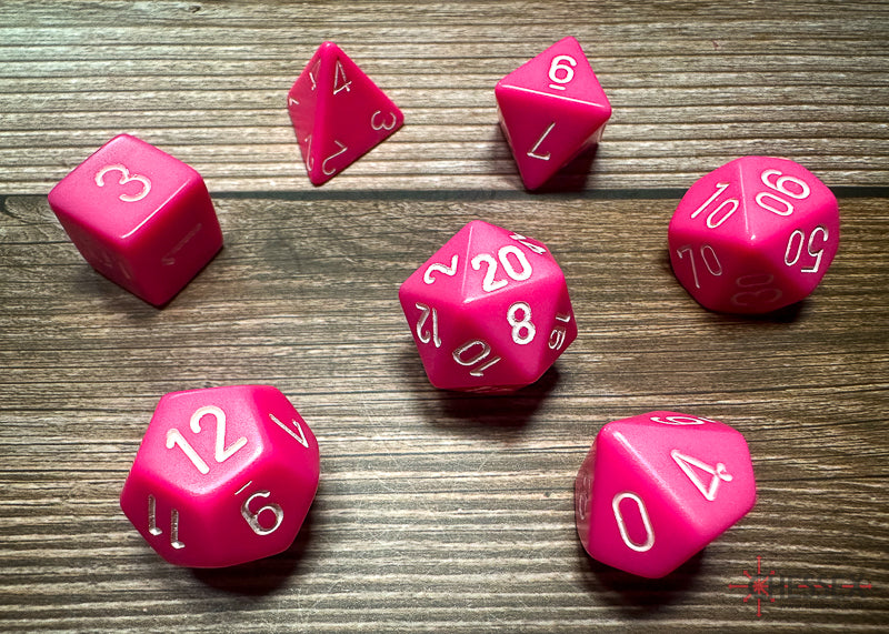 Chessex Pink/white Polyhedral 7-Die Set